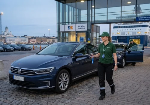 Vehicle relocation driver collecting a car for cross-border delivery between European countries.